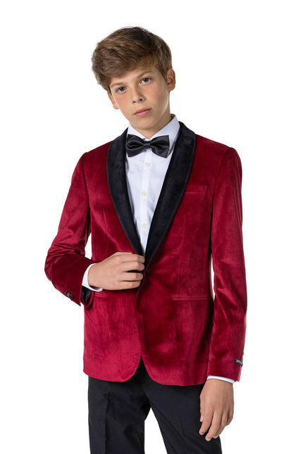 Blazer in velluto rosso bordeaux da ragazzo OppoSuits