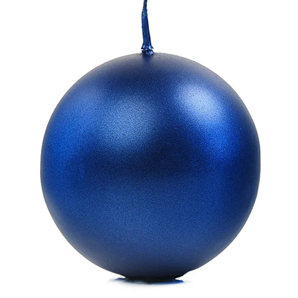 Candele a sfera blu metallizzato 8cm 6pz