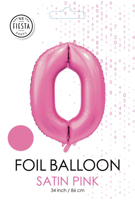 Palloncino numero rosa 0 anno lucido 86 cm