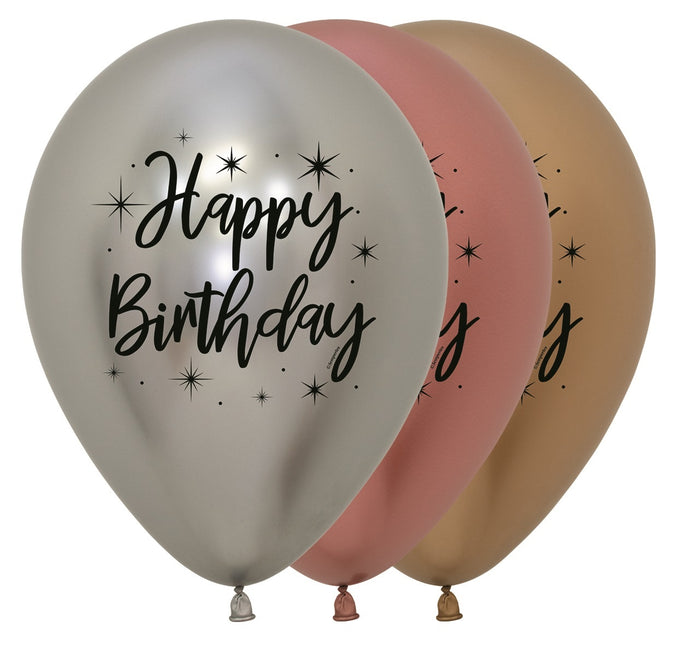 Palloncini Happy Birthday Radiant Reflex Mix 30cm 25pz