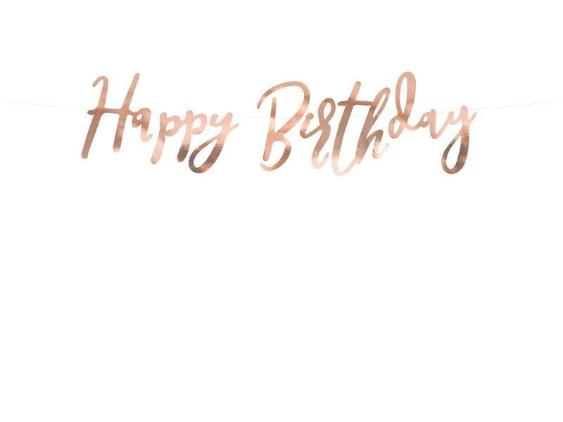 Ghirlanda di lettere di compleanno Happy Birthday Rose Gold 62 cm