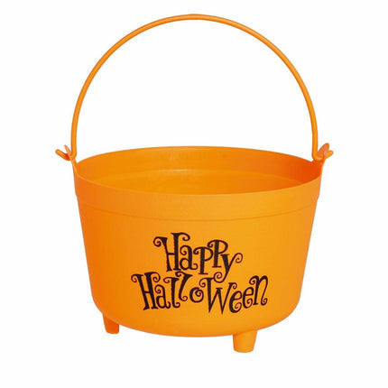 Secchiello per caramelle di Halloween arancione Happy Halloween 30 cm