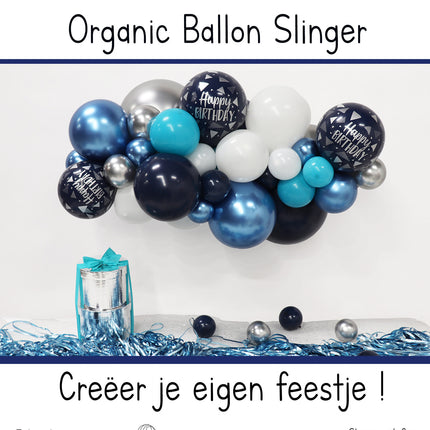 Kit di palloncini fai da te Organic Happy Birthday Navy