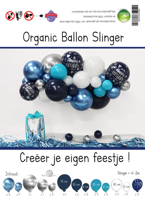 Kit di palloncini fai da te Organic Happy Birthday Navy