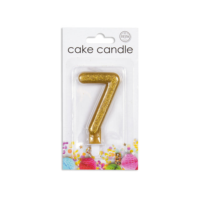 Candela 7 anni Oro Glitter 7cm