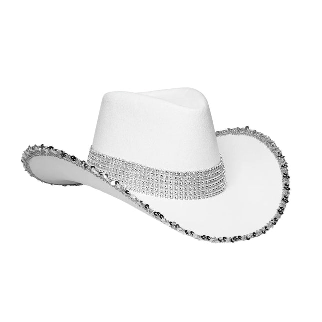 Cappello da cowboy bianco glitterato