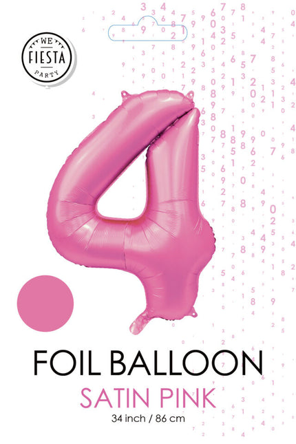 Palloncino a forma di figura rosa 4 anni lucido 86 cm