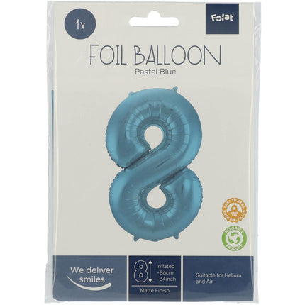 Palloncino Foil Figura 8 Blu Pastello XL 86cm vuoto