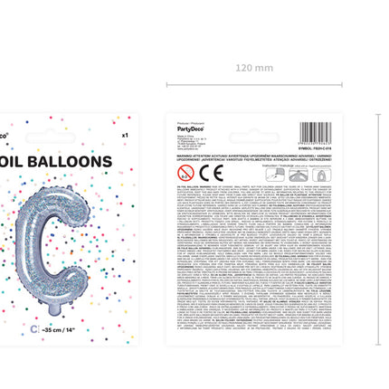 Palloncino in foil Lettera C Olografica Vuoto 35cm