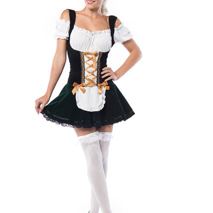 Abito Dirndl Oktoberfest con fiocchi d'oro