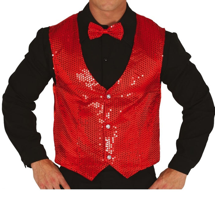 Gilet glitterato rosso