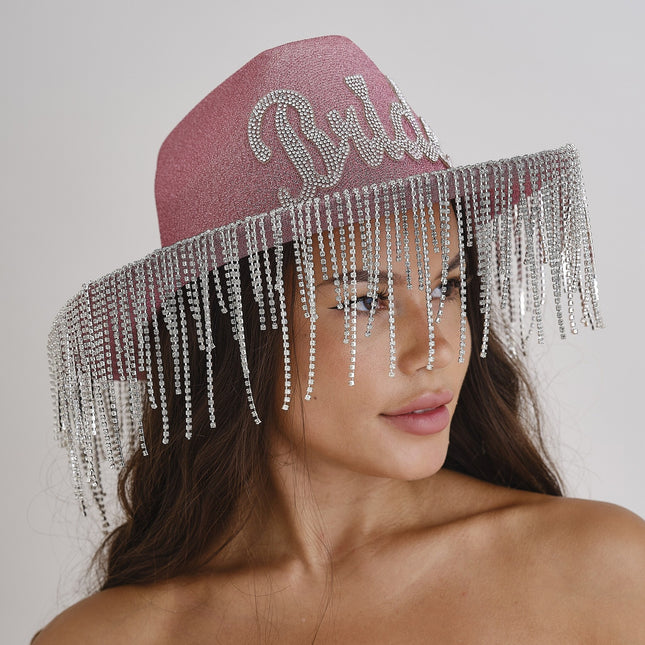 Cappello da sposa rosa