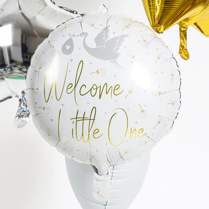 Palloncino ad elio Welcome Little One Cicogna vuoto 45 cm