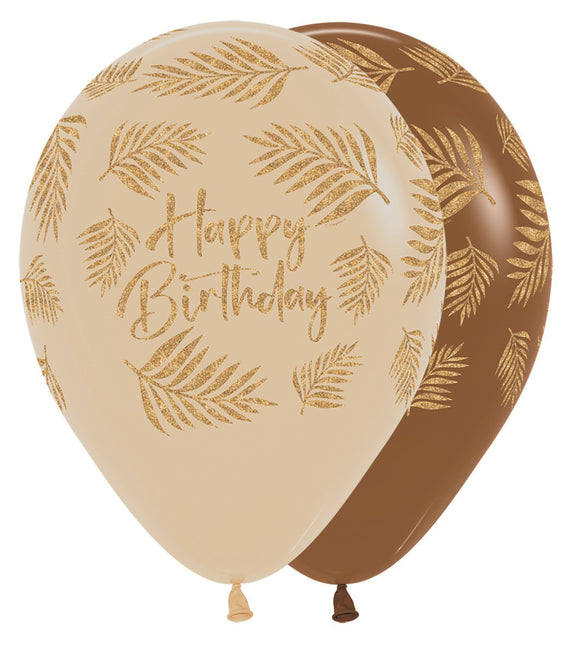 Palloncini Happy Birthday Palme Glitter Ink 30cm 25pz