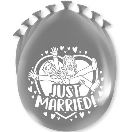 Palloncini Just Married Argento 30 cm 8 pezzi