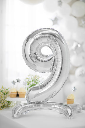 Palloncino Foil Figura 9 Silver Standard Vuoto 70cm