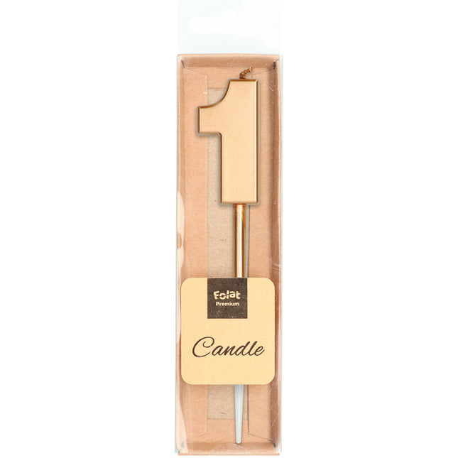 Candela 1 anno bronzo metallizzato 15 cm