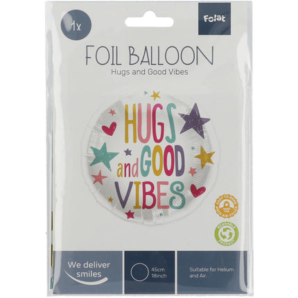 Palloncino ad elio Hugs And Good Vibes vuoto 45 cm