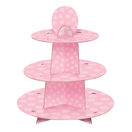 Etagere Cupcake a pois rosa 34 cm