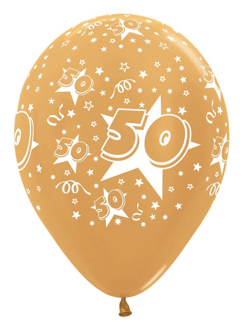 Palloncini Numero 50 Oro Metallizzato 30cm 25pz