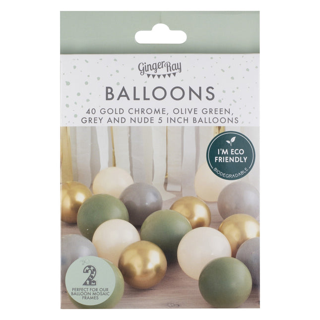 Palloncini verdi oro grigio beige 13cm 40pz