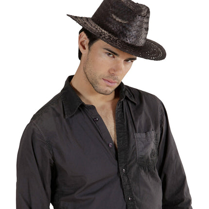 Cappello da cowboy in paglia nera