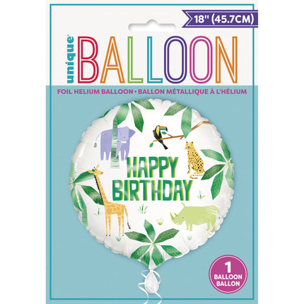 Palloncino ad elio Happy Birthday Safari 45cm vuoto