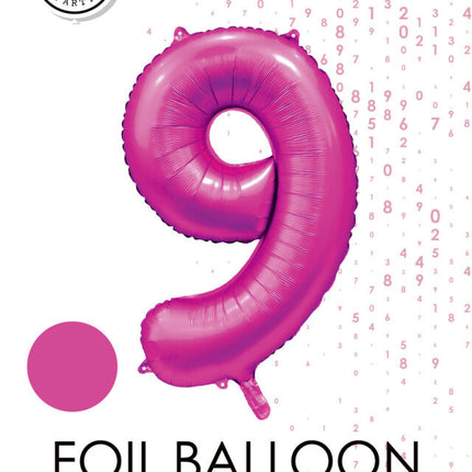 Palloncino Numero fucsia 9 anni lucido 86 cm