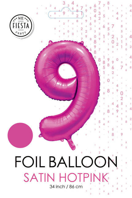 Palloncino Numero fucsia 9 anni lucido 86 cm