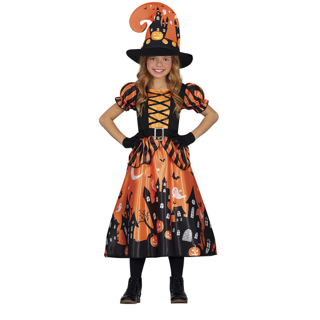 Costume da strega di Halloween Ragazza Zucca Arancione