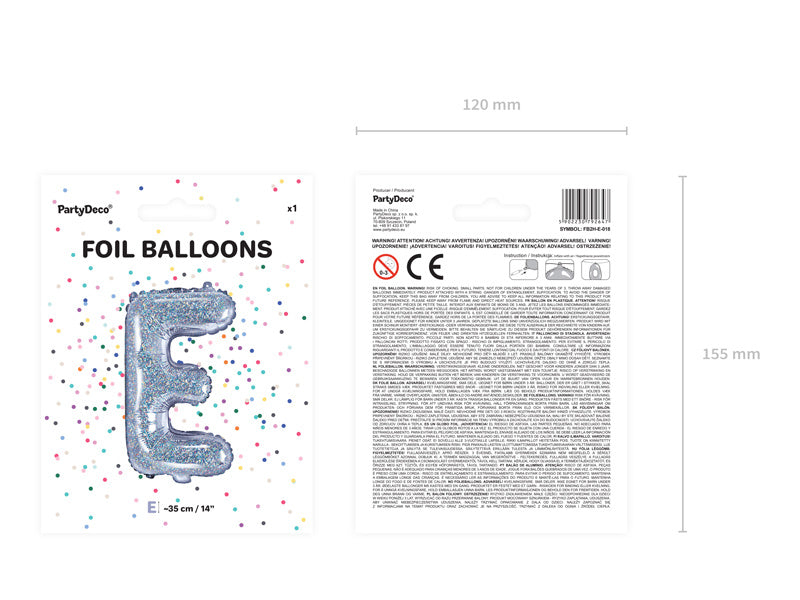 Palloncino in foil Lettera E Olografica Vuoto 35cm