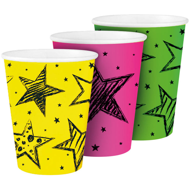 Bicchieri colorati al neon 250ml 6 pezzi