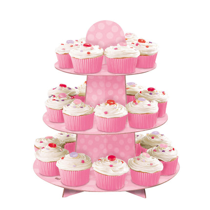 Etagere Cupcake a pois rosa 34 cm