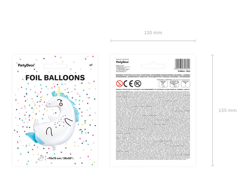 Palloncino ad elio Unicorno Vuoto 75cm