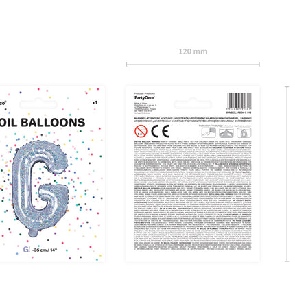 Palloncino in foil Lettera G Olografica Vuoto 35cm