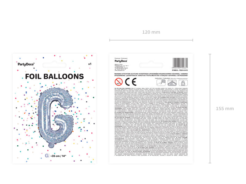 Palloncino in foil Lettera G Olografica Vuoto 35cm