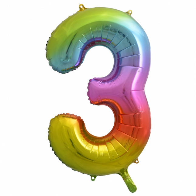 Palloncino Foil Figura 3 Rainbow XL 86cm vuoto