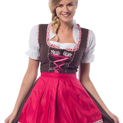 Abito Dirndl Oktoberfest Rosa 3 pezzi