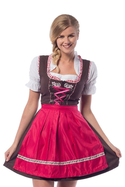 Abito Dirndl Oktoberfest Rosa 3 pezzi