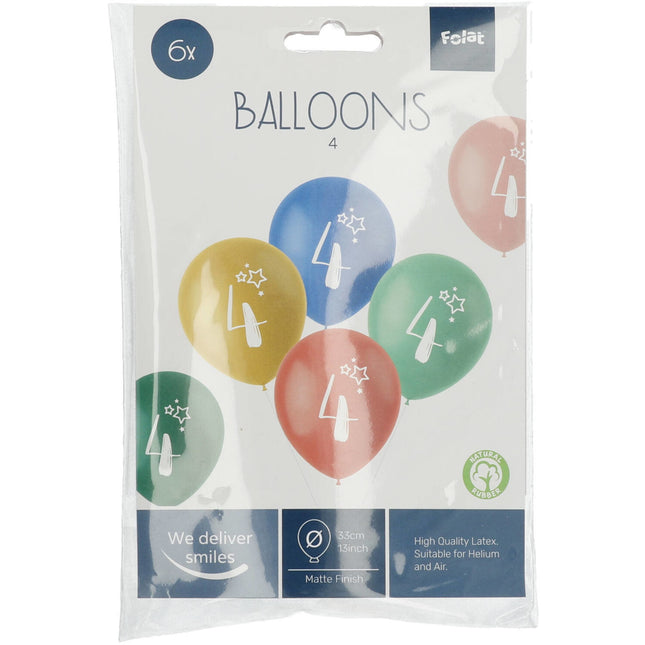 Palloncini 4 anni colorati 33cm 6pz