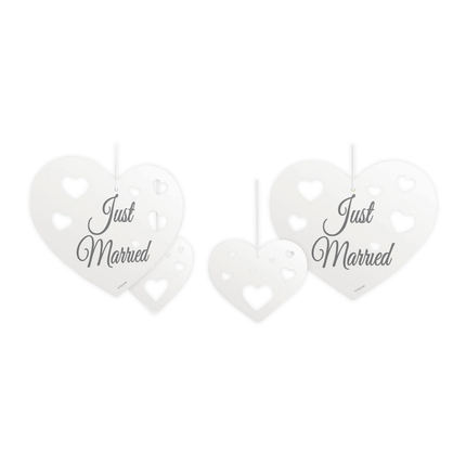 Set di decorazioni appese Just Married Cuori 5 pezzi