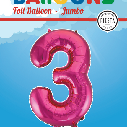 Palloncino Foil Figura 3 Fucsia XL 86cm vuoto