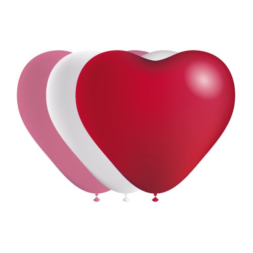 Palloncini a forma di cuore rosso/bianco/rosa 25 cm 6 pezzi