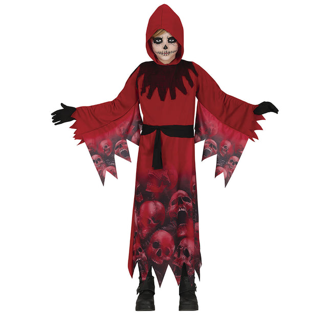 Costume di Halloween da teschio bambino rosso