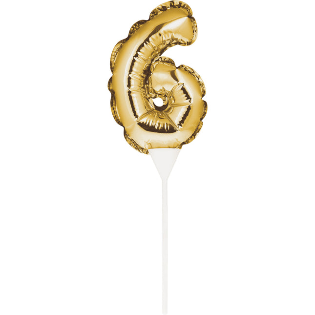 Palloncino in foil oro per torta 6 anni 13cm