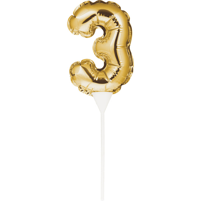 Palloncino in foil oro per torta 3 anni 13cm