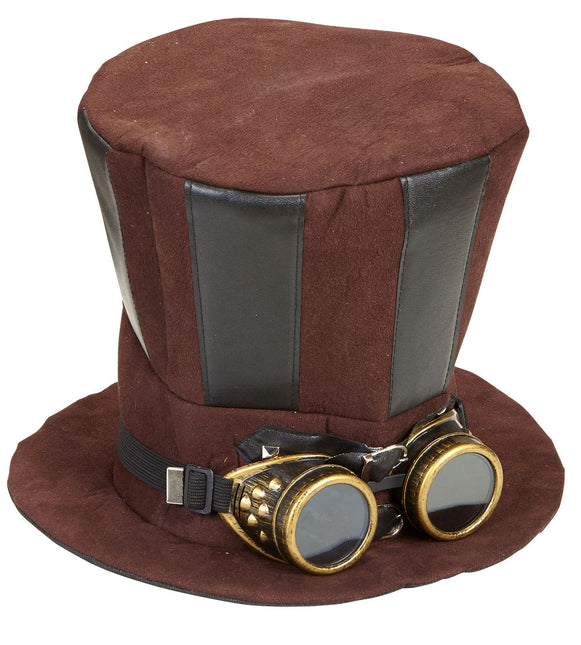 Cappello Steampunk alto con occhiali