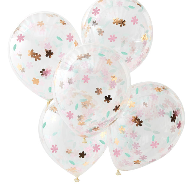 Palloncini coriandoli fiori 30cm 5pz