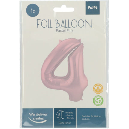 Palloncino Foil Figura 4 Rosa Pastello XL 86cm vuoto