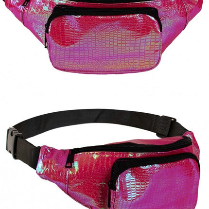 Borsa Hip in pelle stampa serpente fucsia